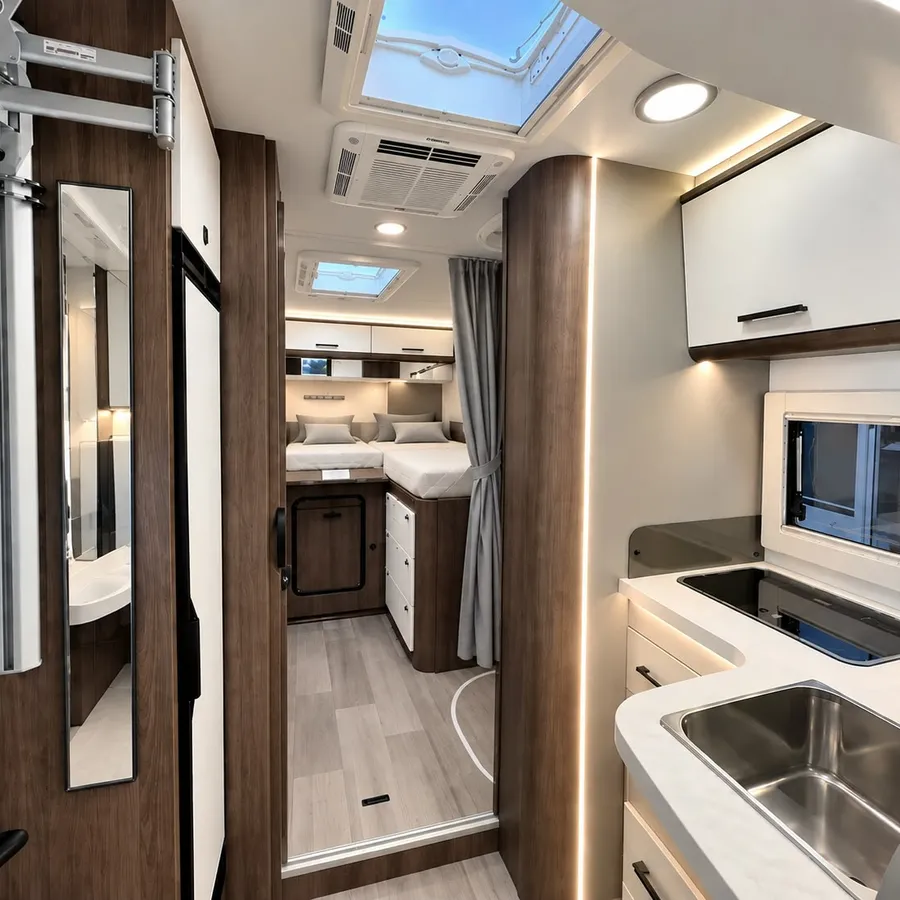 Interior de l’autocaravana acabat de netejar i higienitzar